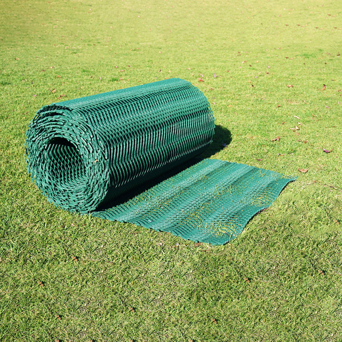Green GR11 reinforcement mesh rolled out on natural grass