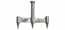 Three-point metal cricket stump marker with a central post