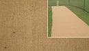 Close-up of hessian weave with an inset showing a cover on a cricket practice pitch