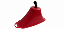 Red spray shield with broad rim and black angled connector