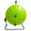 Sumi empty hose reel with green drum and metal stand