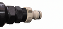Sumi hose connector with a black threaded body and beige coupling