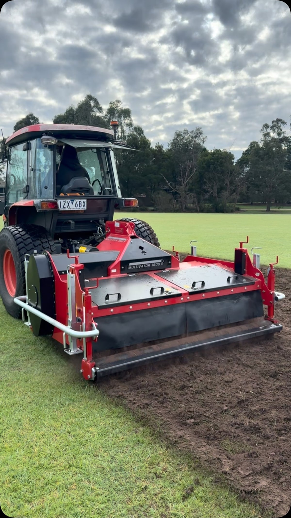 Turfmate recycle dressing machinery on a turf surface