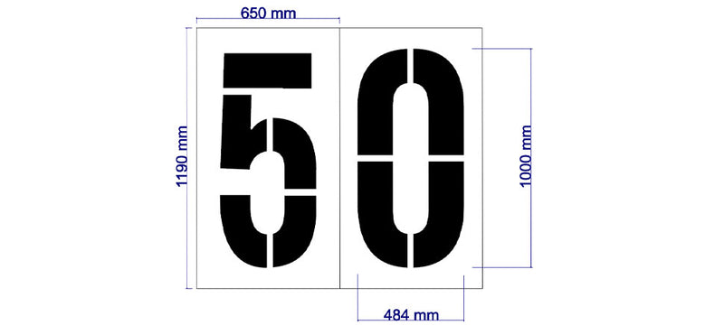 AFL 50m Arc Numbers - 1000mm - turfmate